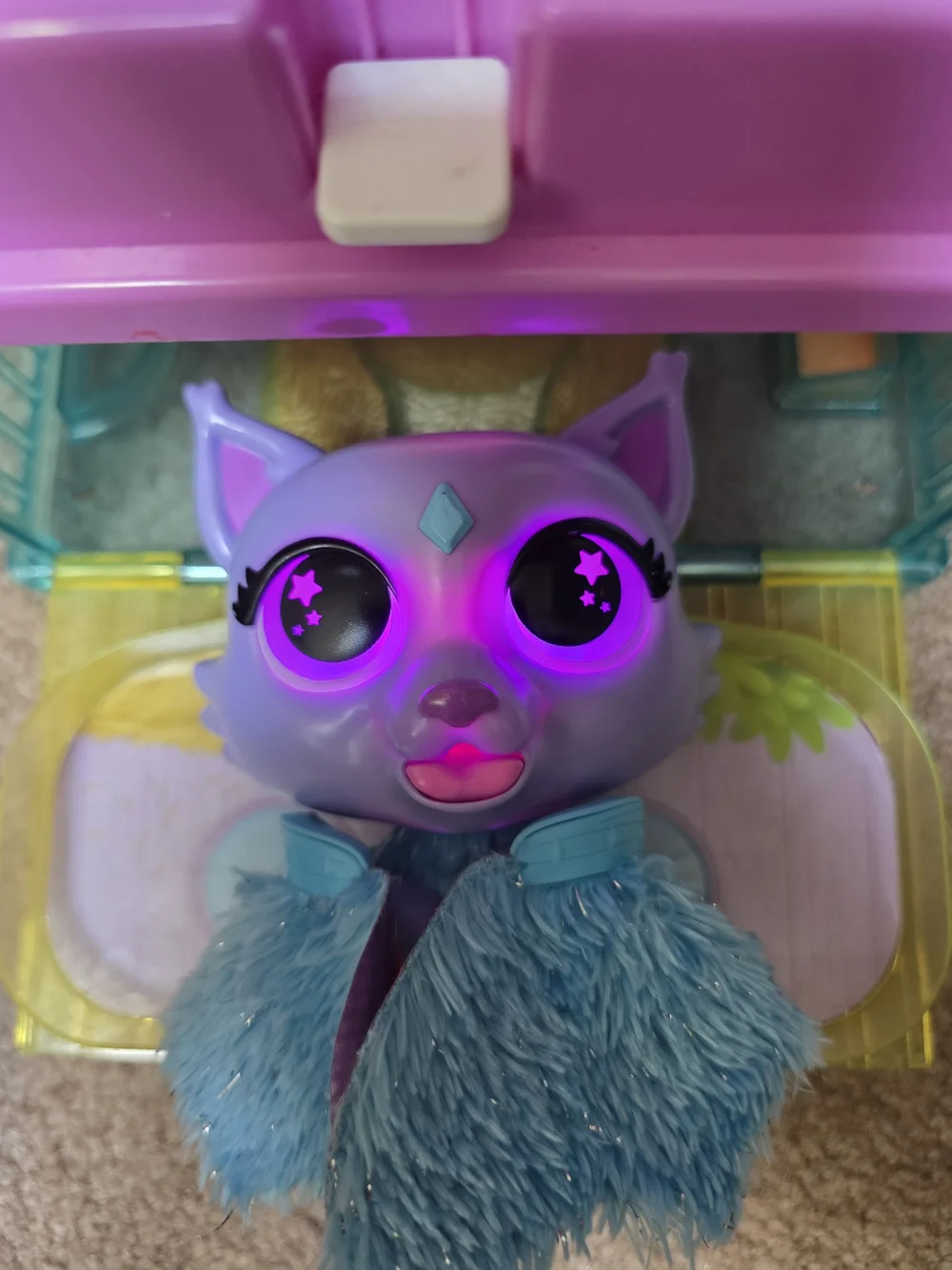 FurReal Pet Flitter Kitten Interactive Toy Lights Up Works & Carrier